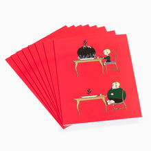 Load image into Gallery viewer, Pack of 8 Pudding Boy V&amp;A Christmas cards from Museums &amp; Galleries with vintage festive illustration
