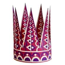 Load image into Gallery viewer, Purple patterned paper party crown by Cambridge Imprint

