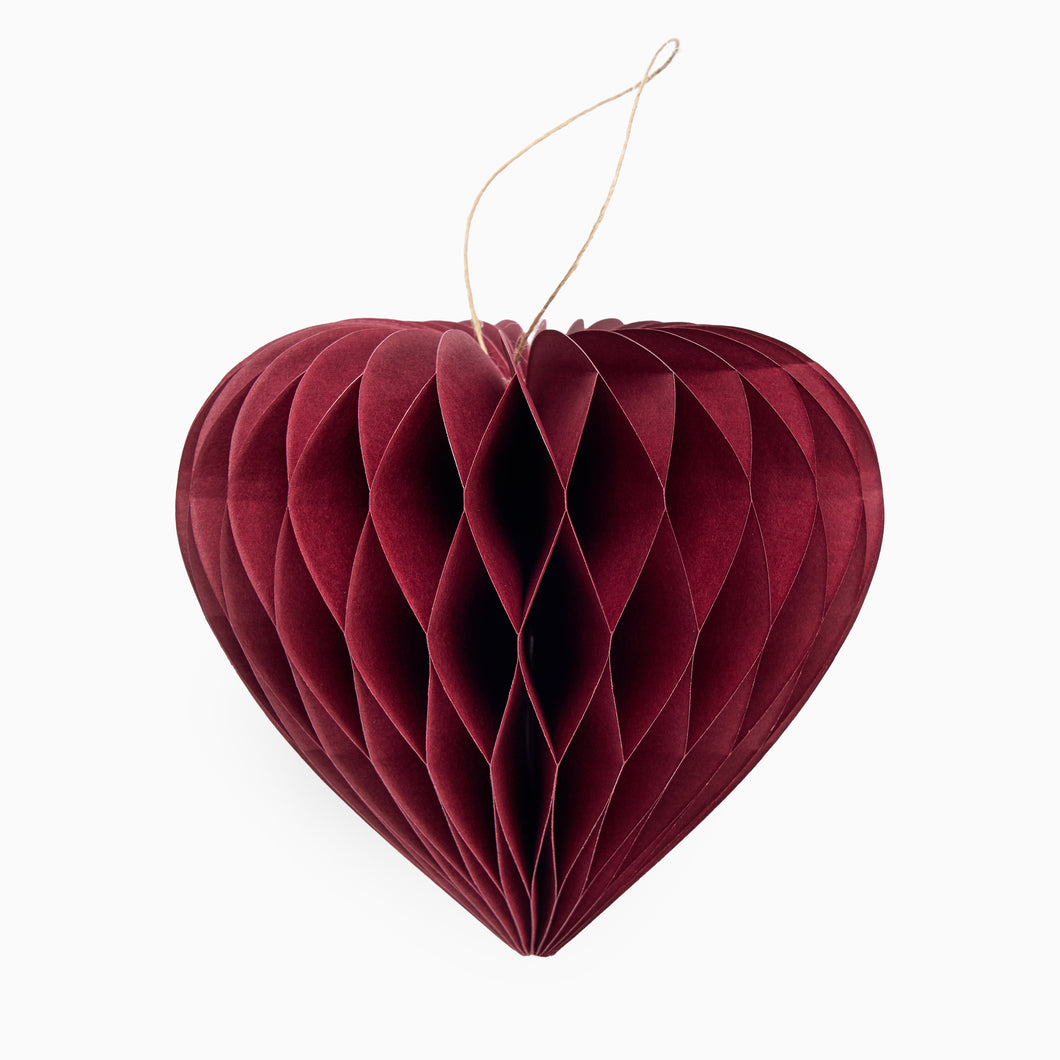 Red Heart Honeycomb Christmas Decoration