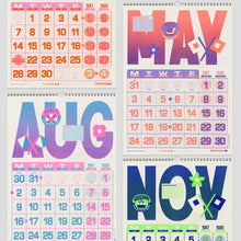 Load image into Gallery viewer, Colourful monthly designs from the Risotto 2027 A3 wall calendar

