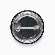 Load image into Gallery viewer, Back view of black Runway Ready pin badge with metal fastening.

