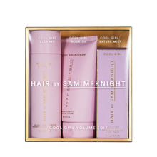 Load image into Gallery viewer, Three hair care products in a box with 'Hair by Sam McKnight' branding on a white background.
