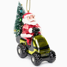Load image into Gallery viewer, Santa on a Lawn Mower Christmas Bauble

