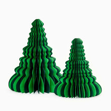 Load image into Gallery viewer, Green multi colour Honeycomb Tree Standing Decoration (set of 2)
