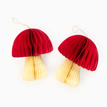 Load image into Gallery viewer, Honeycomb Mushrooms Paper Decorations- Set of 2
