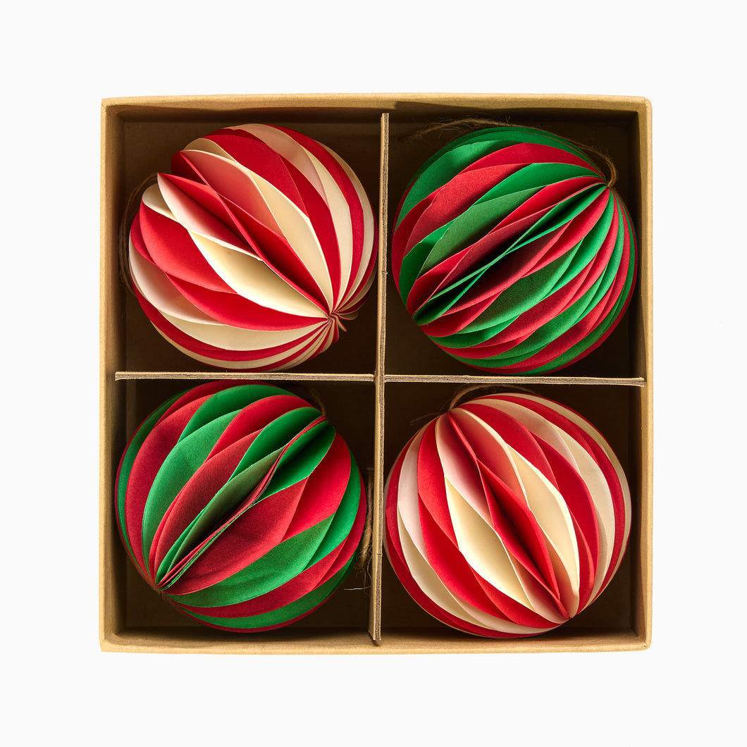 Set of Four Honeycomb Christmas Baubles