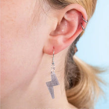 Load image into Gallery viewer, Silver Dust Lightening Bolt Charm Earrings by Tatty Devine

