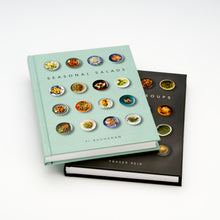 Load image into Gallery viewer, seasonal salads and seasonal soups by Fu buchanan books stacked ontop of each other
