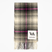 Load image into Gallery viewer, Tartan scarf wool pink grey black white
