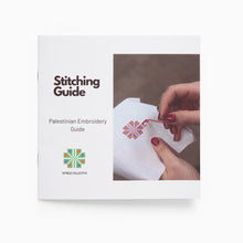 Load image into Gallery viewer, Stitching guide for Palestinian embroidery with a hands-on image on a white background
