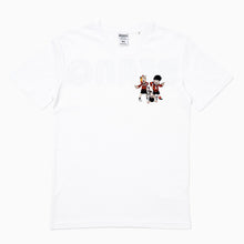 Load image into Gallery viewer, The beano white t-shirt with beano characters minnie the minx dennis the menace and gnasher
