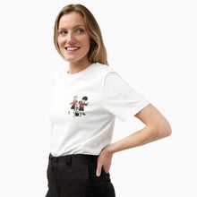 Load image into Gallery viewer, The beano white t-shirt with beano characters minnie the minx dennis the menace and gnasher
