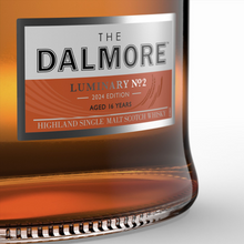 Load image into Gallery viewer, Close-up of The Dalmore Luminary No.2 whisky label and limited edition presentation case detail
