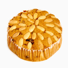 Load image into Gallery viewer, Traditional round Dundee fruit cake topped with whole almonds
