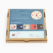 Load image into Gallery viewer, Palestinian Tatreez Embroidery kit packaging with text and illustrations on a white background
