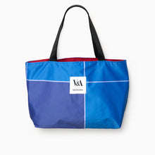 Load image into Gallery viewer, V&amp;A Dundee Upcycled Banner Tote – Landscape (Tartan)

