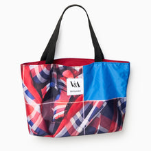 Load image into Gallery viewer, V&amp;A Dundee Upcycled Banner Tote – Landscape (Tartan)
