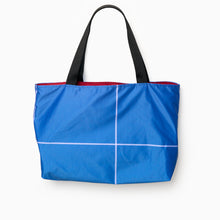 Load image into Gallery viewer, V&amp;A Dundee Upcycled Banner Tote – Landscape (Tartan)
