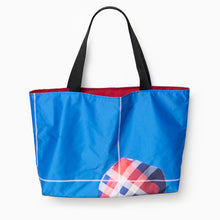 Load image into Gallery viewer, V&amp;A Dundee Upcycled Banner Tote – Landscape (Tartan)
