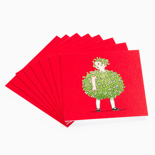 V&A Christmas Card 2025 Mistletoe Girl Red and Green