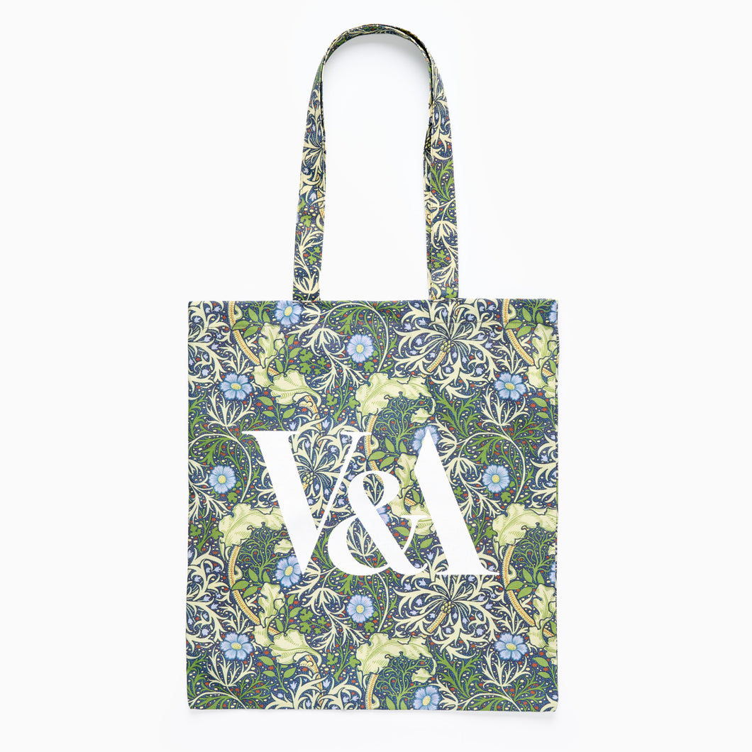 v&a tote bag green blue flowers