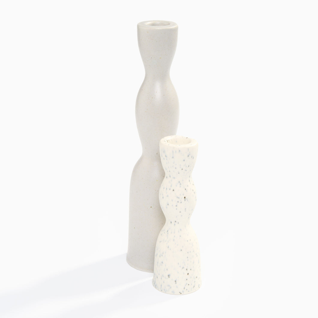 Wave Tall Candle Stick in Grey