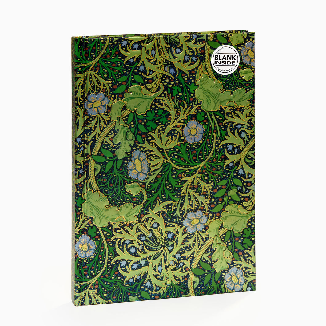 william morris notebook green seaweed and blue flowers hardback