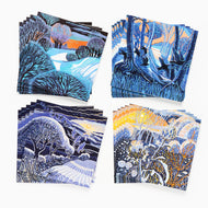 Pack of 20 Winter Landscapes charity Christmas cards by Annie Soudain featuring four winter scene designs