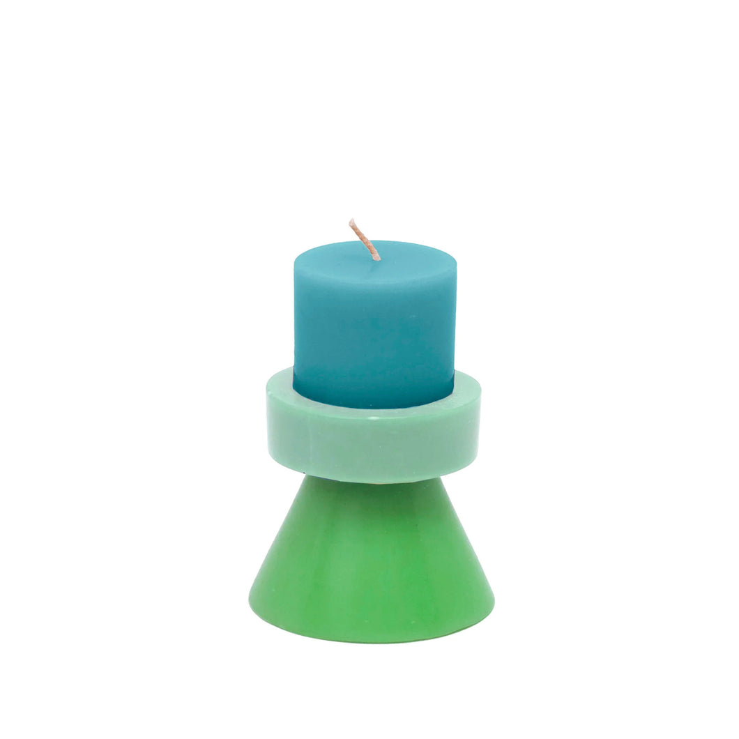 Yod&Co Mini Stack Pillar Candle in Green and Blue