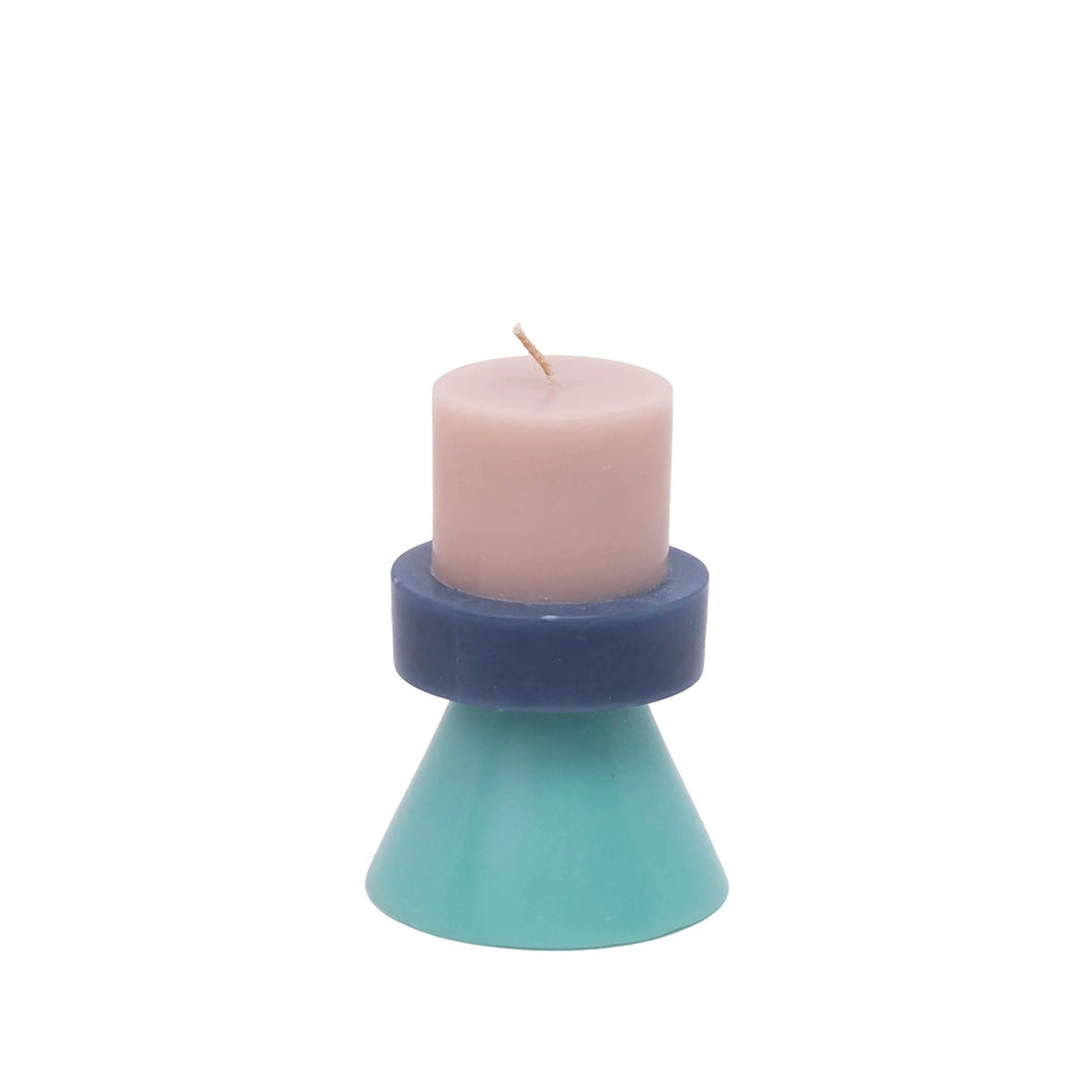 Stack mini candle in nude, powder blue and celeste