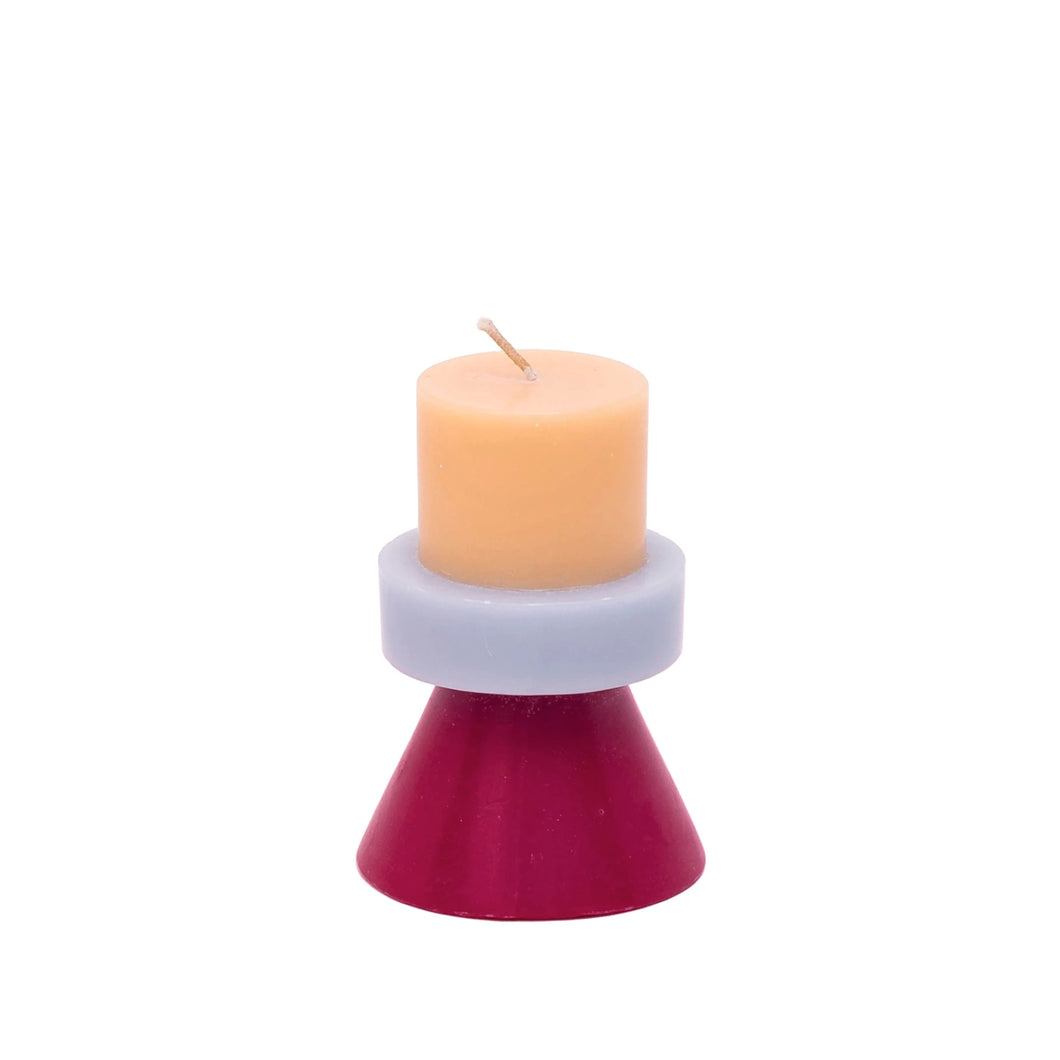 Yod&Co Mini Stack Pillar Candle in peach lilac and ruby