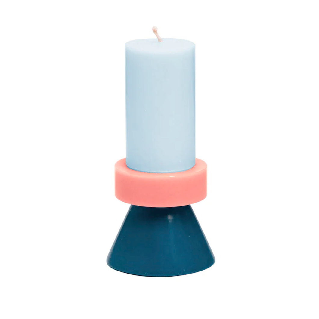 Tall Stack candle in blues and peach