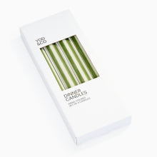 Load image into Gallery viewer, Set of Four Green and White Striped Candles
