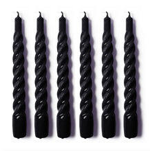 Load image into Gallery viewer, Set of six twisted candles in gloss black by Yod &amp; Co
