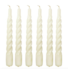 Load image into Gallery viewer, Set of six twisted candles in gloss white
