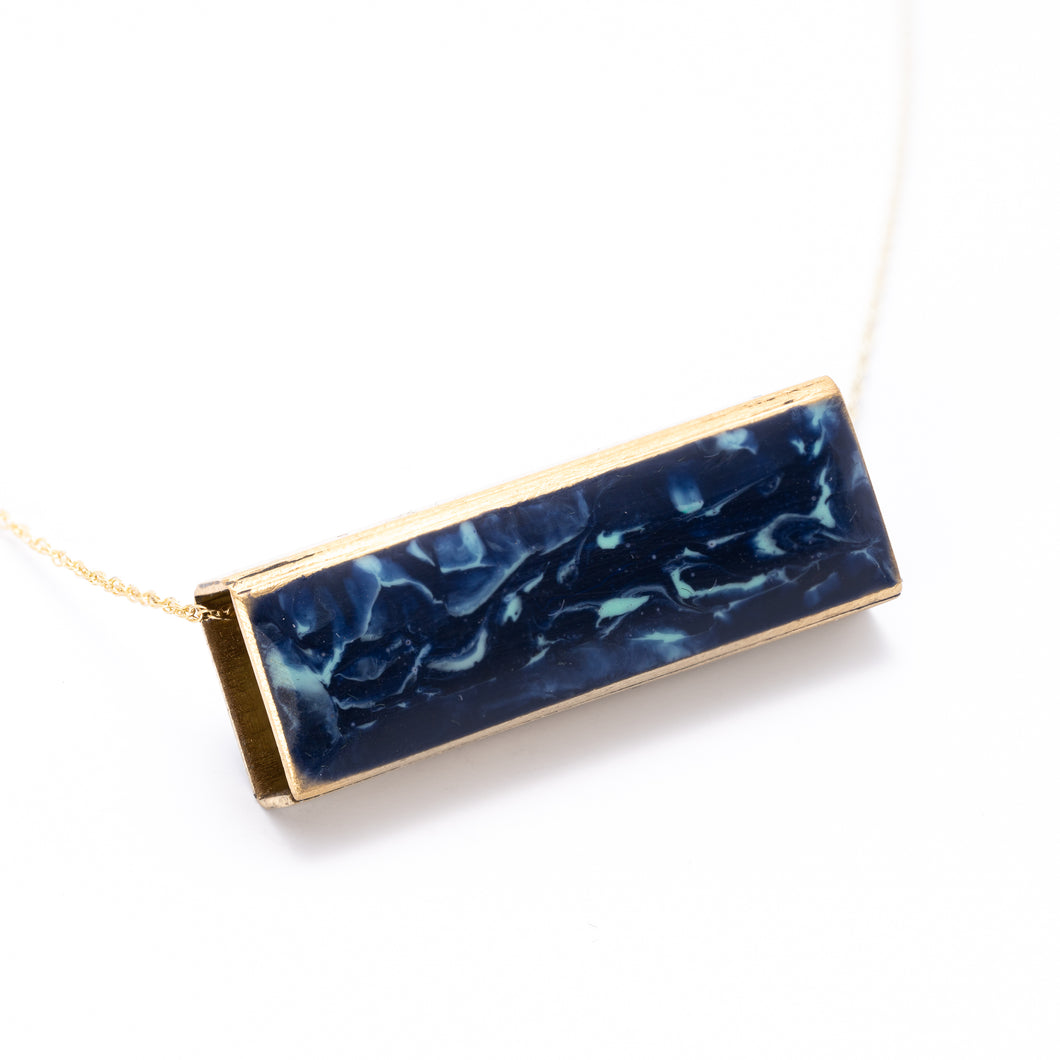 Roll Fold Teal and Blue Necklace