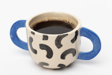 Load image into Gallery viewer, Double Handled Mug Blue white Black by Steph Liddle
