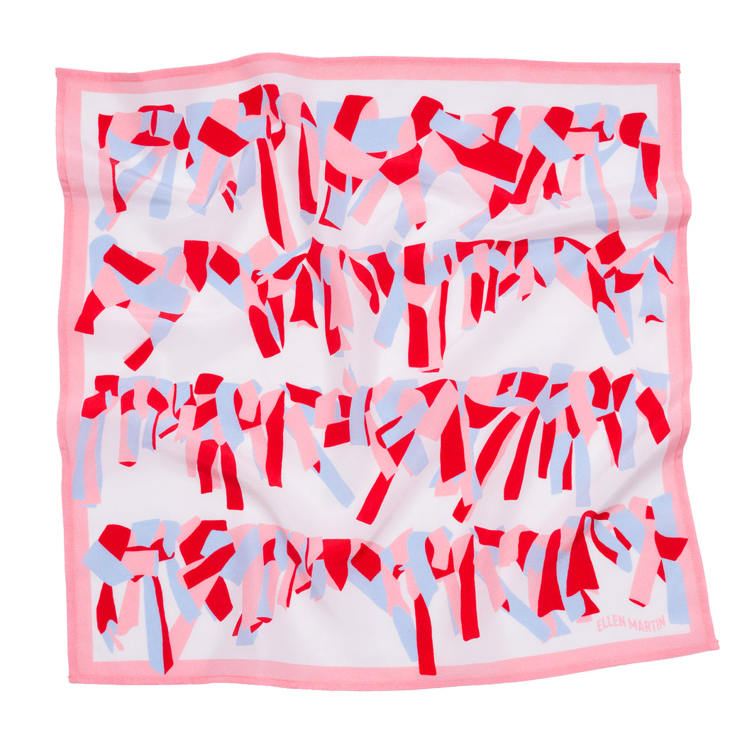 Furoshiki scarf in pink white red blue