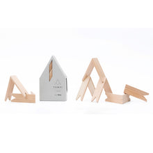 Load image into Gallery viewer, Triangular cedar wood Tsumiki blocks designed by Kengo Kuma arranged as sculptural forms.
