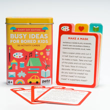 Load image into Gallery viewer, activity card set with ideas for a rainy day for kids. Shows creative card make a mask.

