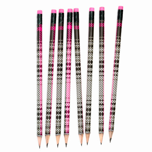 pink tartan pencils