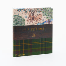 Load image into Gallery viewer, A hardcover book titled &#39;The Fife Arms&#39; by Dominic Bradbury, featuring a deer and landscape illustration on the cover with a tartan pattern at the bottom.

